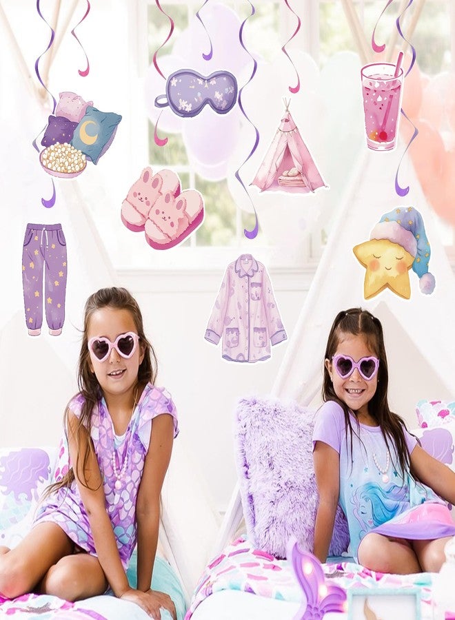 UNIIDECO 24PCS Sleepover Hanging Swirl Decorations Sleepover Party Ceiling Decorations Sleepover Party Supplies for Girls Slumber Party Girls Night Pajama Spa Birthday Party Decorations - Image 4